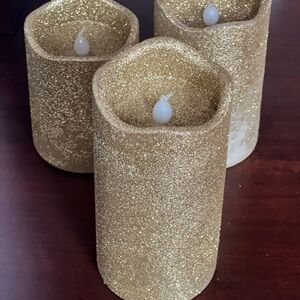 Gold Glitter LED Candle Set